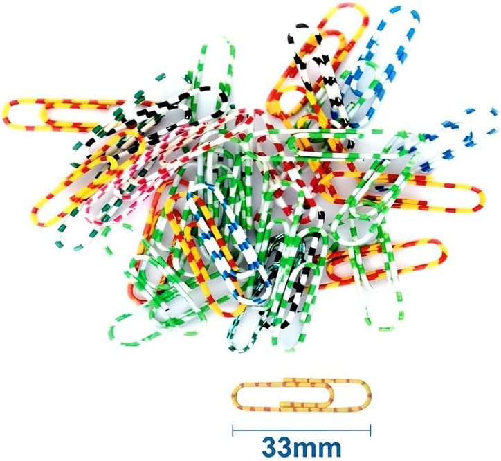 40 Pieces Paper Clips 35mm Plastic Coated Assorted Color Office Stationery