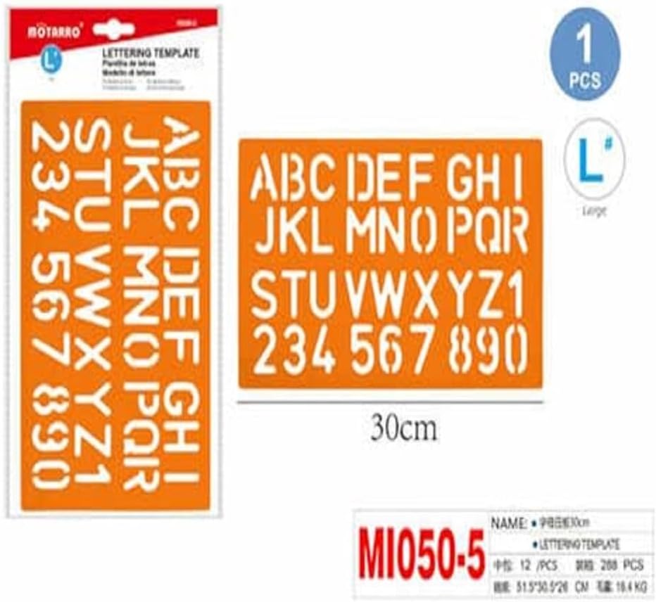 Orange Lettering Template with Upper Case Letters and Numbers Size 30cm