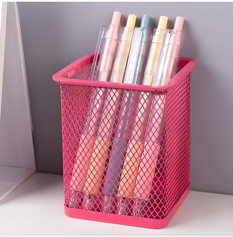 Sky Blue Pen Holder - Rectangle Shaped 8x10cm Desk Organizer