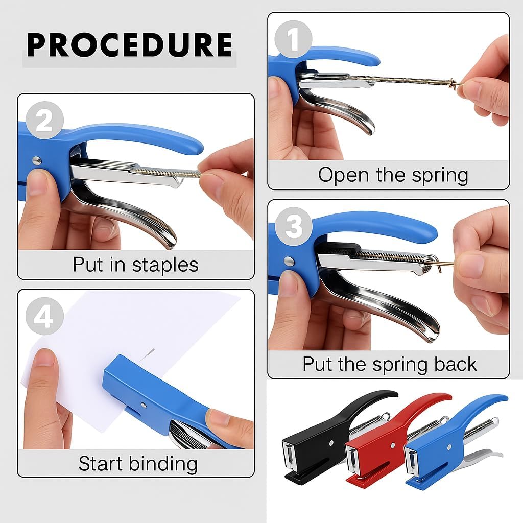 Stapler with Staples 2 PC Assorted for A4 80gm Paper, Office and School Supplies