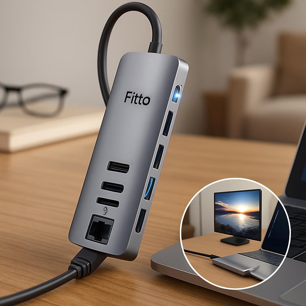 8 in 1 USB C Hub, Type C to HDTV, R345, TF/SD, USBx2, PD, Type C