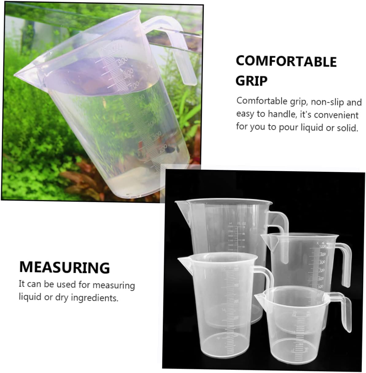 Plastic Measuring Cup, 1 Liter Capacity, Durable, Easy-Pour Spout, Clear with Measurement Markings