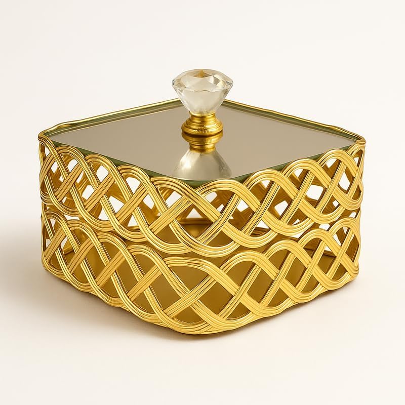 Golden Candy Holder Box for Home Decor and Storage