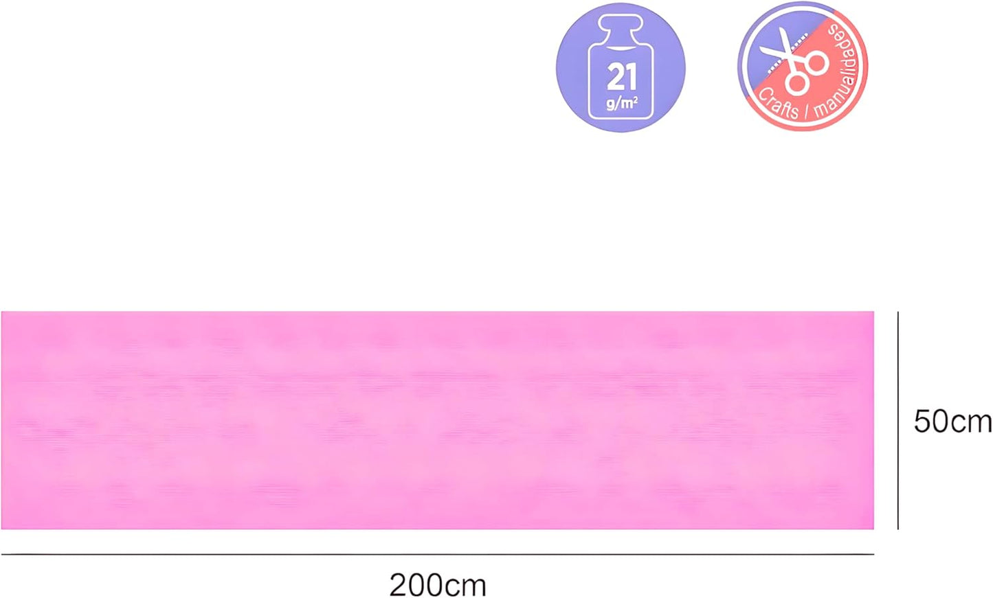 Crepe Paper Roll 200cm x 50cm Light Pink for Crafts, Decorations, and DIY Projects