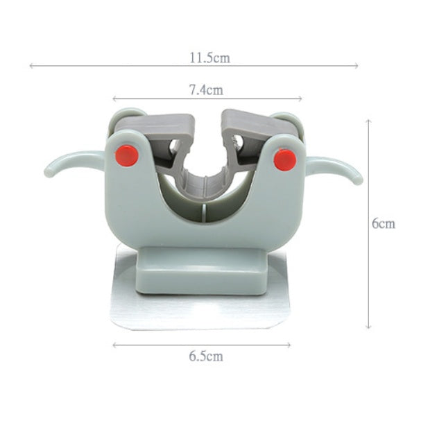 Space-Saving Wall-Mounted Mop and Broom Holder - Light Blue, Gray, Beige