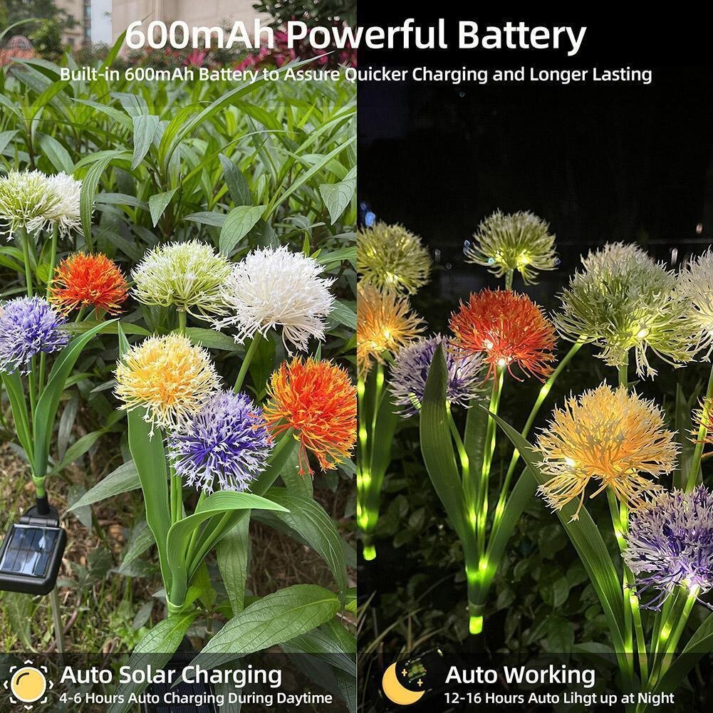 Solar-Powered Multicolored Flower Garden Lights
