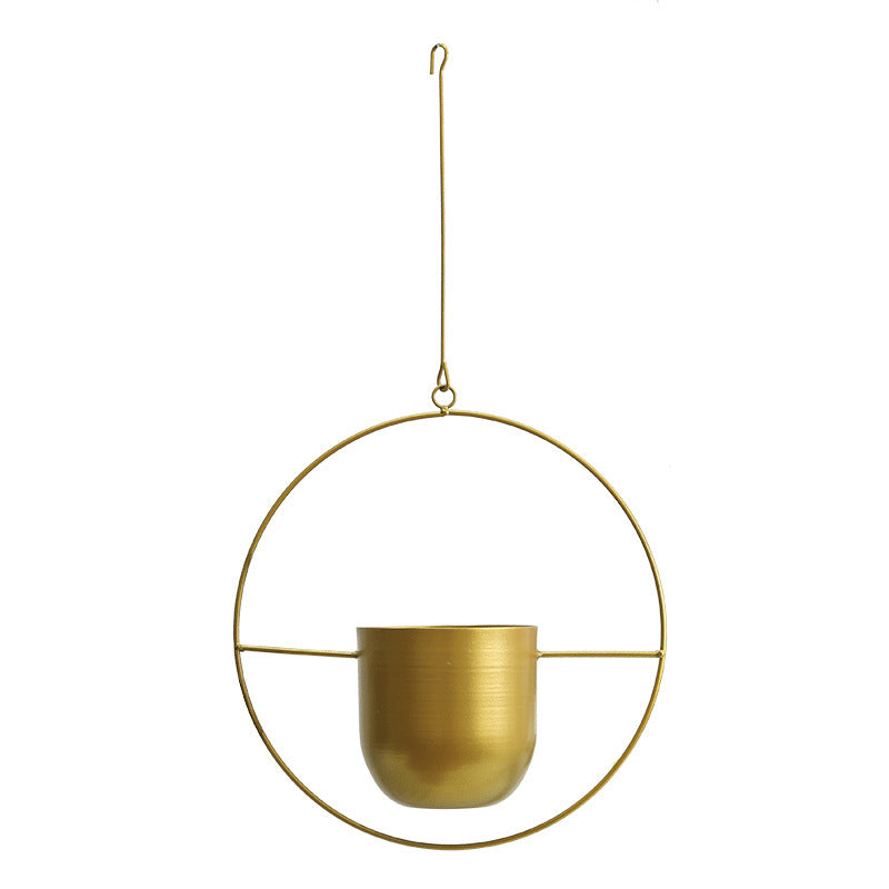 Eco-Friendly Black and Gold Hanging Planters for Indoor Greenery
