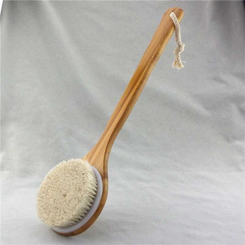 Eco-Friendly Long-Handled Bath Brush with Natural Bristles