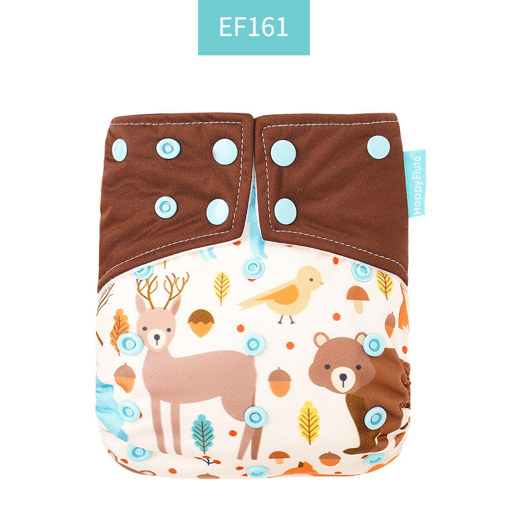 Eco-Friendly Reusable AI2 Cloth Diaper with Animal Patterns for Babies 6-15 kg