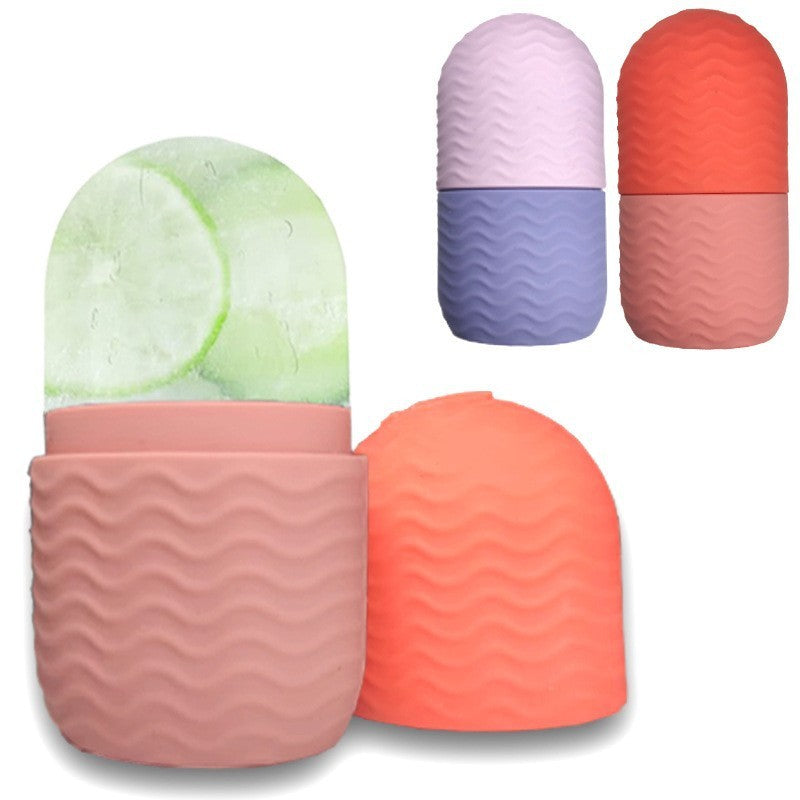 Pink Silicone Facial Ice Roller for Puffiness Reduction