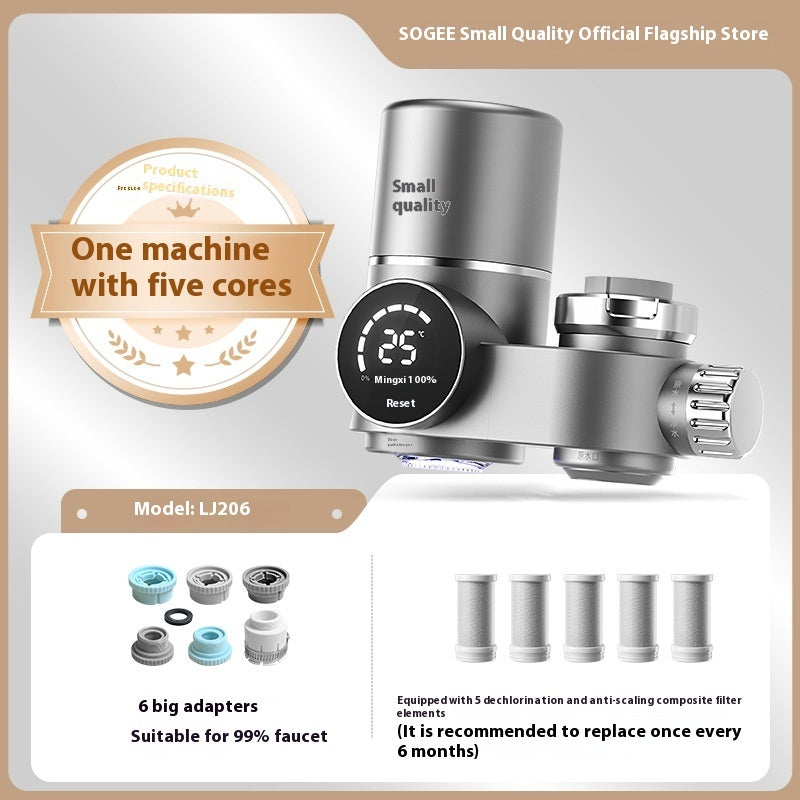 Compact Silver Faucet-Mounted Water Purifier with UV Sterilization