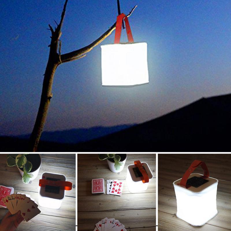 Solar-Powered Cube Lantern with Orange Handle