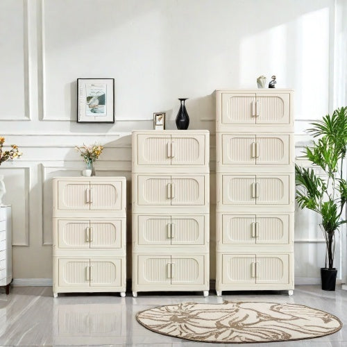 Stackable Beige Storage Cabinet for Space-Saving Organization
