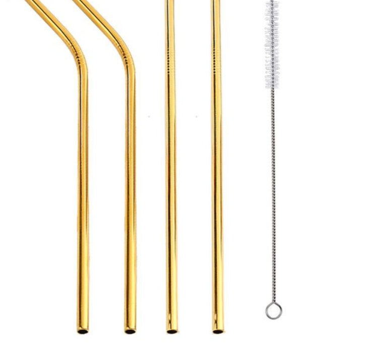 Eco-Friendly Reusable Metal Straws - Assorted Colors, Stainless Steel