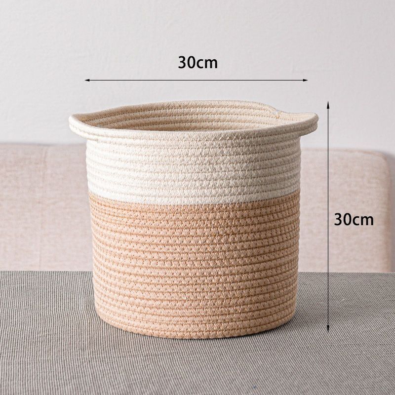 Eco-Friendly Cylindrical Storage Baskets Set - Beige & White