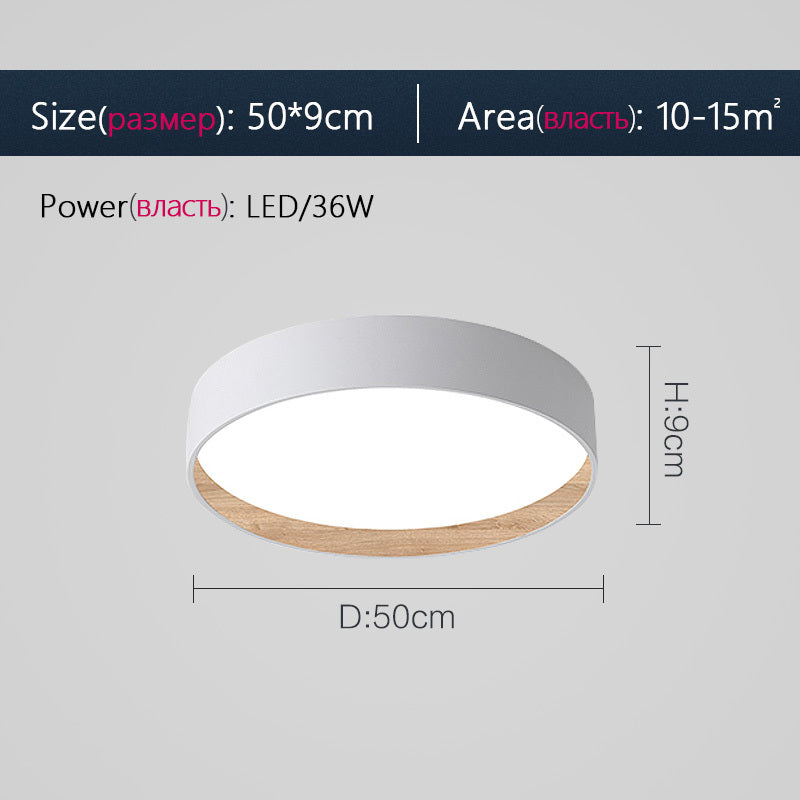 Eco-Friendly Circular Ceiling Light Fixture - Grey & Wood