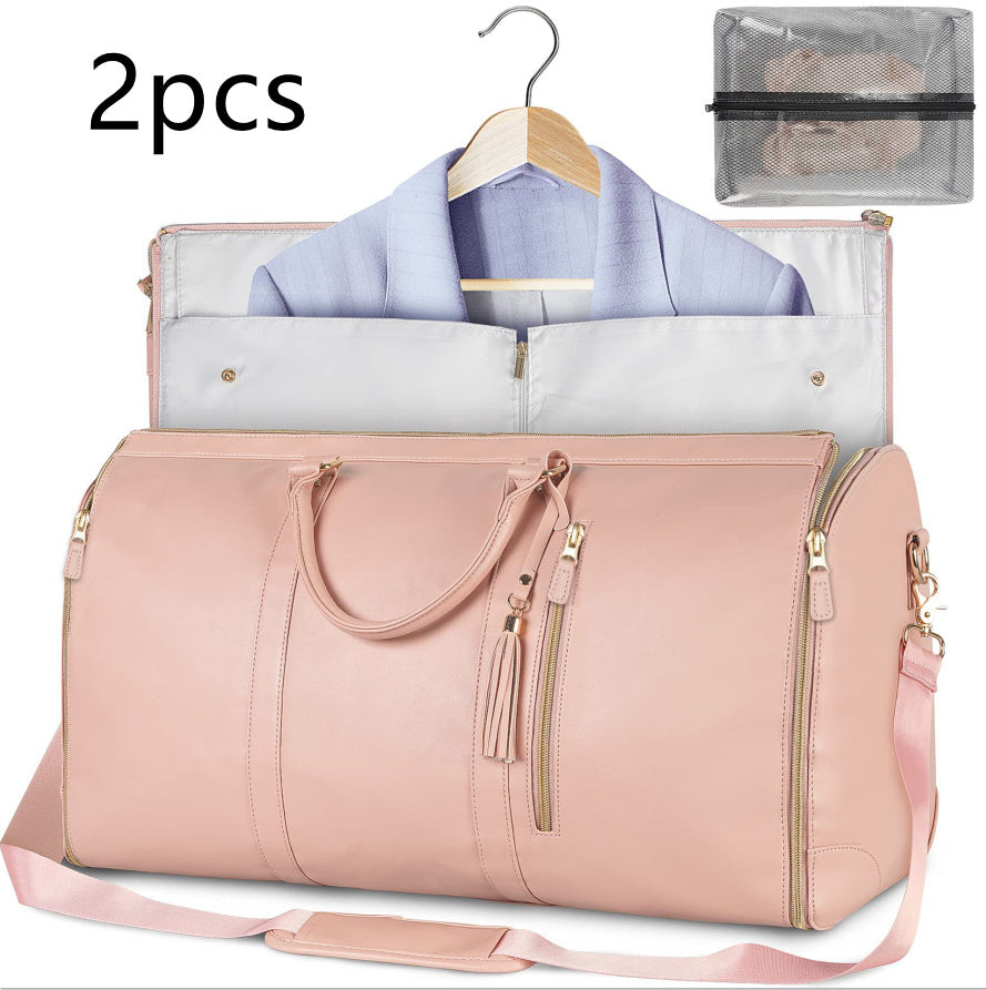 Versatile Light Pink Garment & Duffel Bag for Eco-Friendly Travel