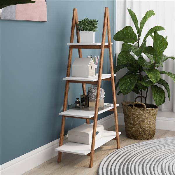 Eco-Friendly A-Frame Ladder Shelf with Natural Wood Frame
