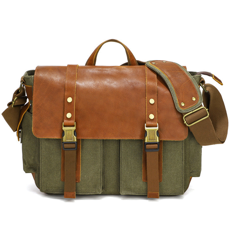 Eco-Friendly Leather and Canvas Messenger Bag for Daily Use