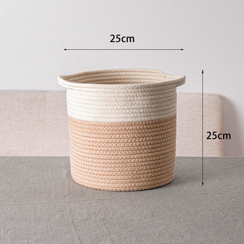 Eco-Friendly Cylindrical Storage Baskets Set - Beige & White