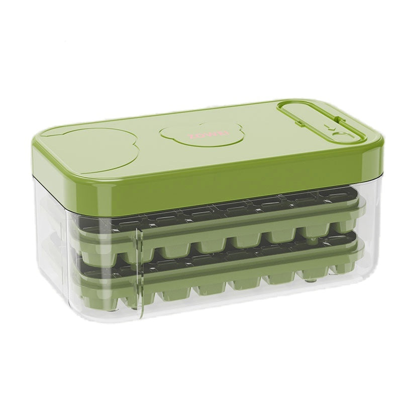 Eco-Friendly Ice Cube Tray and Storage Box Set - Green Lid, Reusable, Sustainable