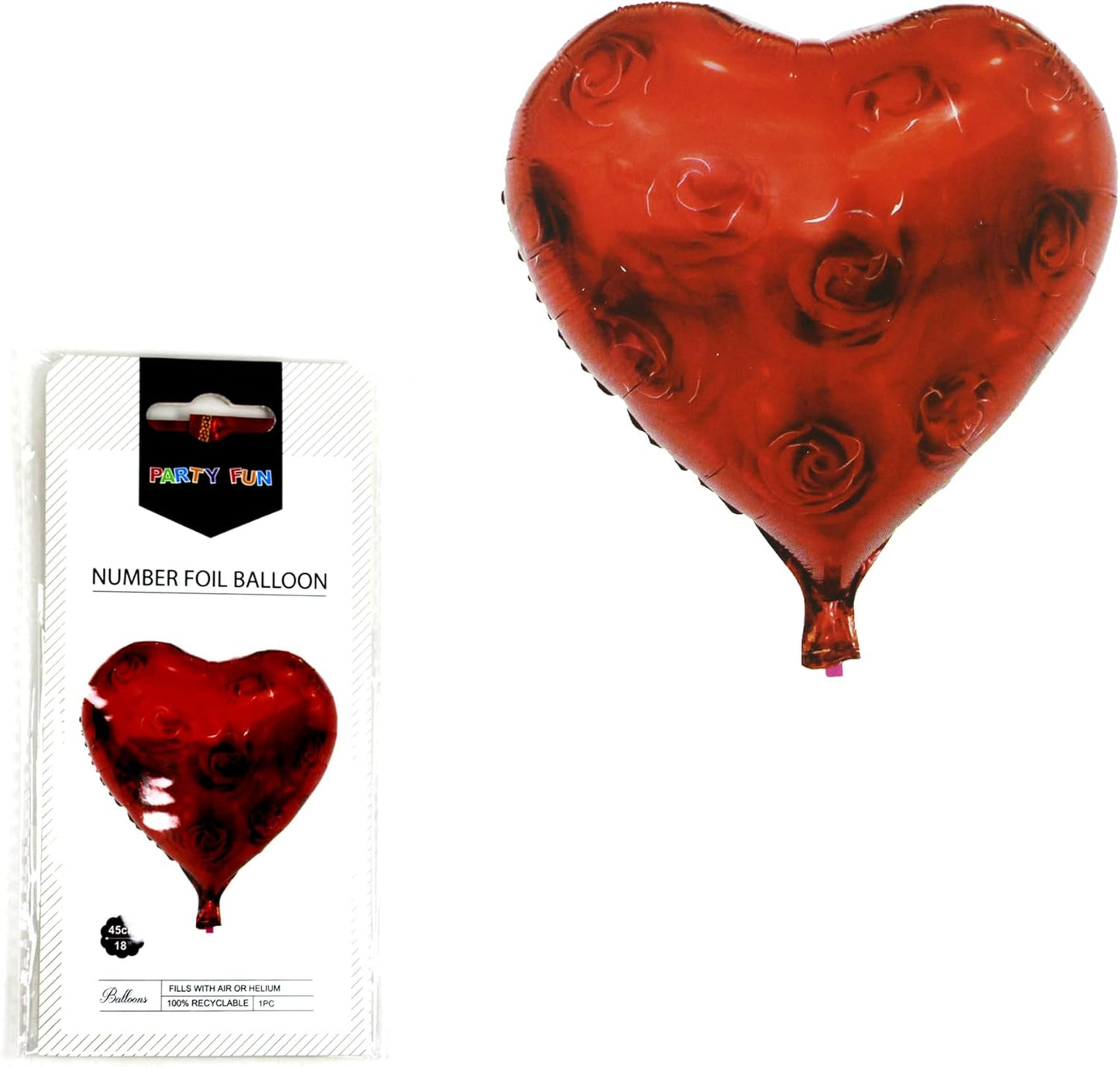 Foil Heart Balloon 18 Inch - Heart Rose Party Decoration for Birthday, Wedding, Special Event