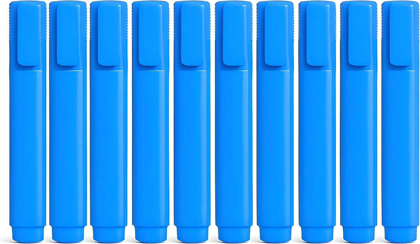 Classic Highlighter Pen Set – Fast-Drying, Long-Lasting Rainbow Colors with Large Ink Reservoir, Twist Cap, PP Barrel for Durability, Refillable for Sustainable Use, Set of 10pcs, Blue