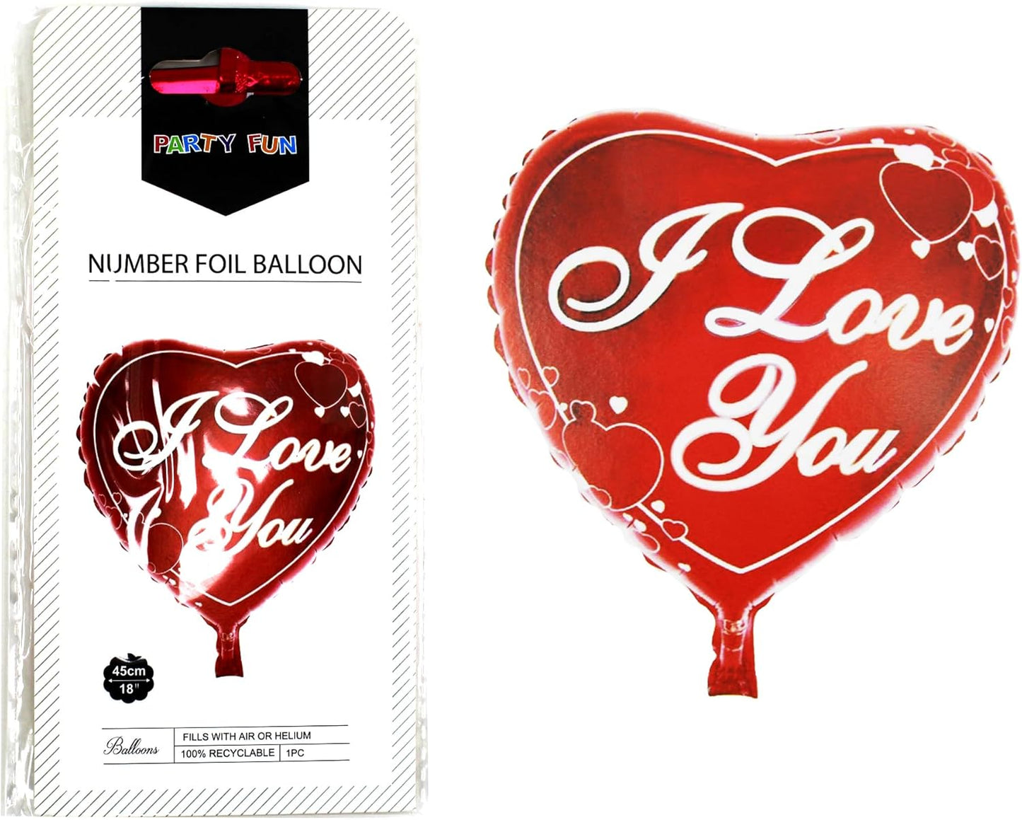 Foil Heart Balloon 18 Inch – I Love You Party Decoration for Birthdays, Weddings & Special Events, Card Display