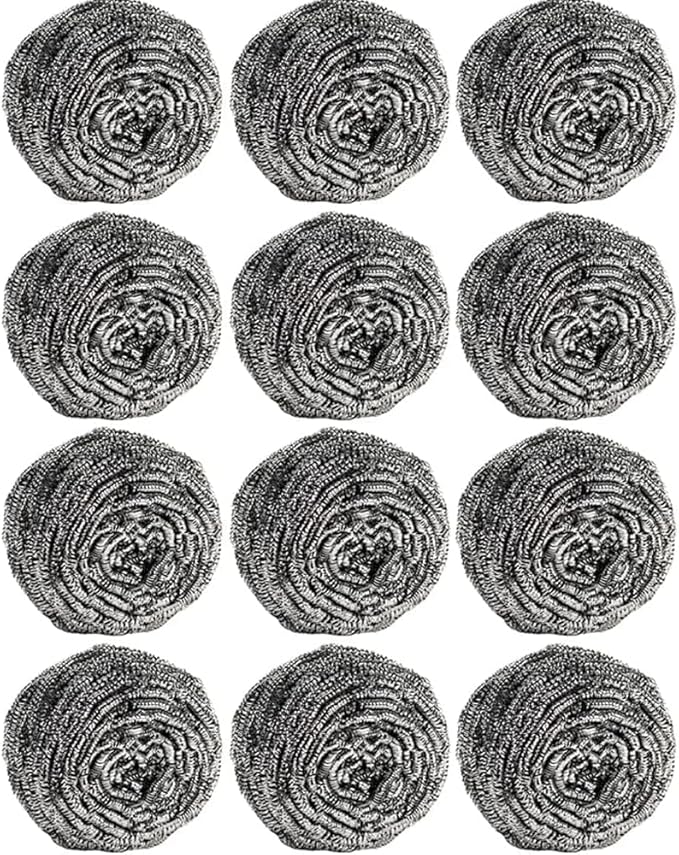 Fitto Stainless Steel Scrubber Set - 12 Pack Heavy-Duty Cleaning Pads for Kitchen, Pots, Pans, Grills, and More | Rust-Resistant & Durable Cleaning Solution