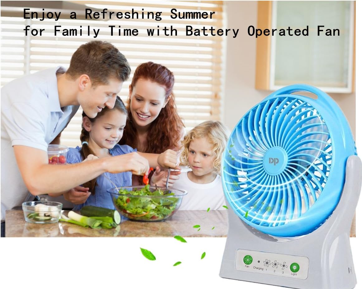 Battery Operated Clip on Stroller Fan, Portable Mini Desk Fan, Rechargeable, Blue