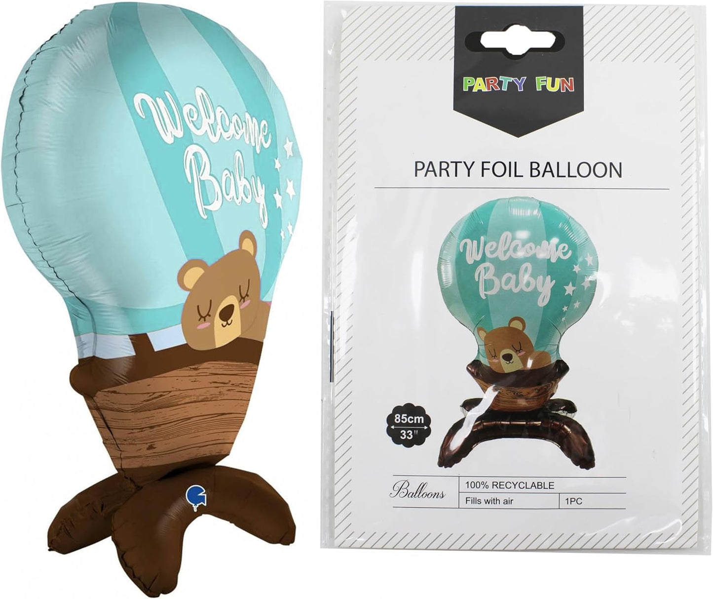 Blue Foil Balloon Welcome Baby Design 56x90CM - Baby Shower Decor and Party Decoration