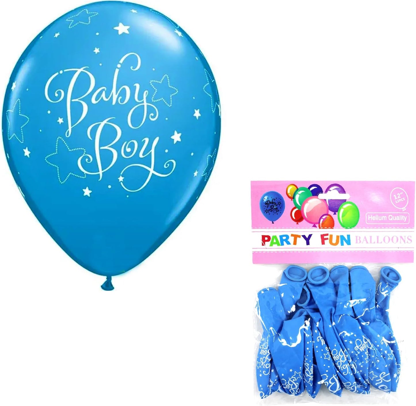 Baby Boy Balloons 12 Inch 12 Pcs Per Card – Party, Birthday, Kids Room Decor