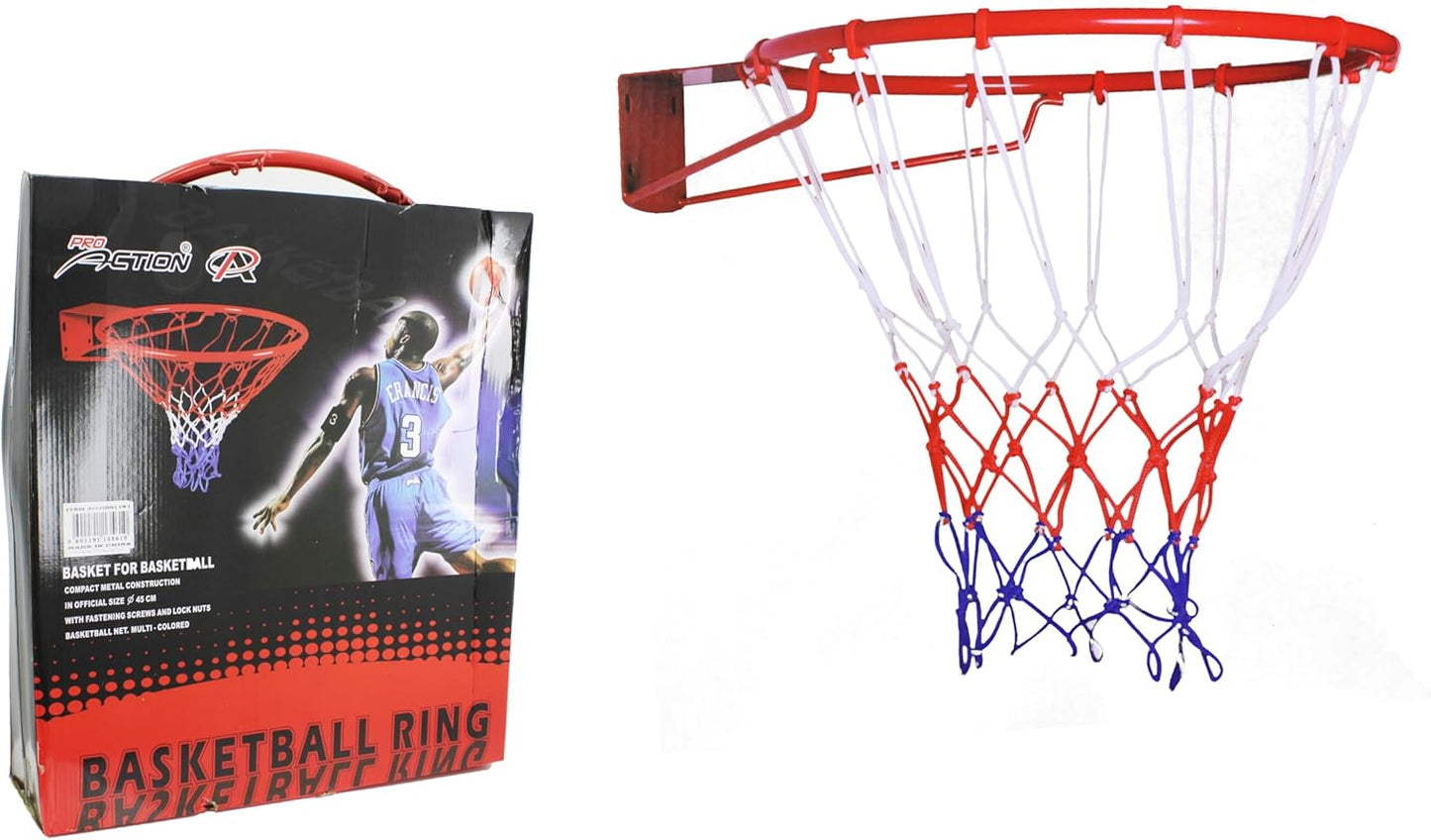 Basketball Ring Steel Hoop with Net – Indoor Outdoor Adjustable Height Backboard for Home, School, Recreation, Kids Adults