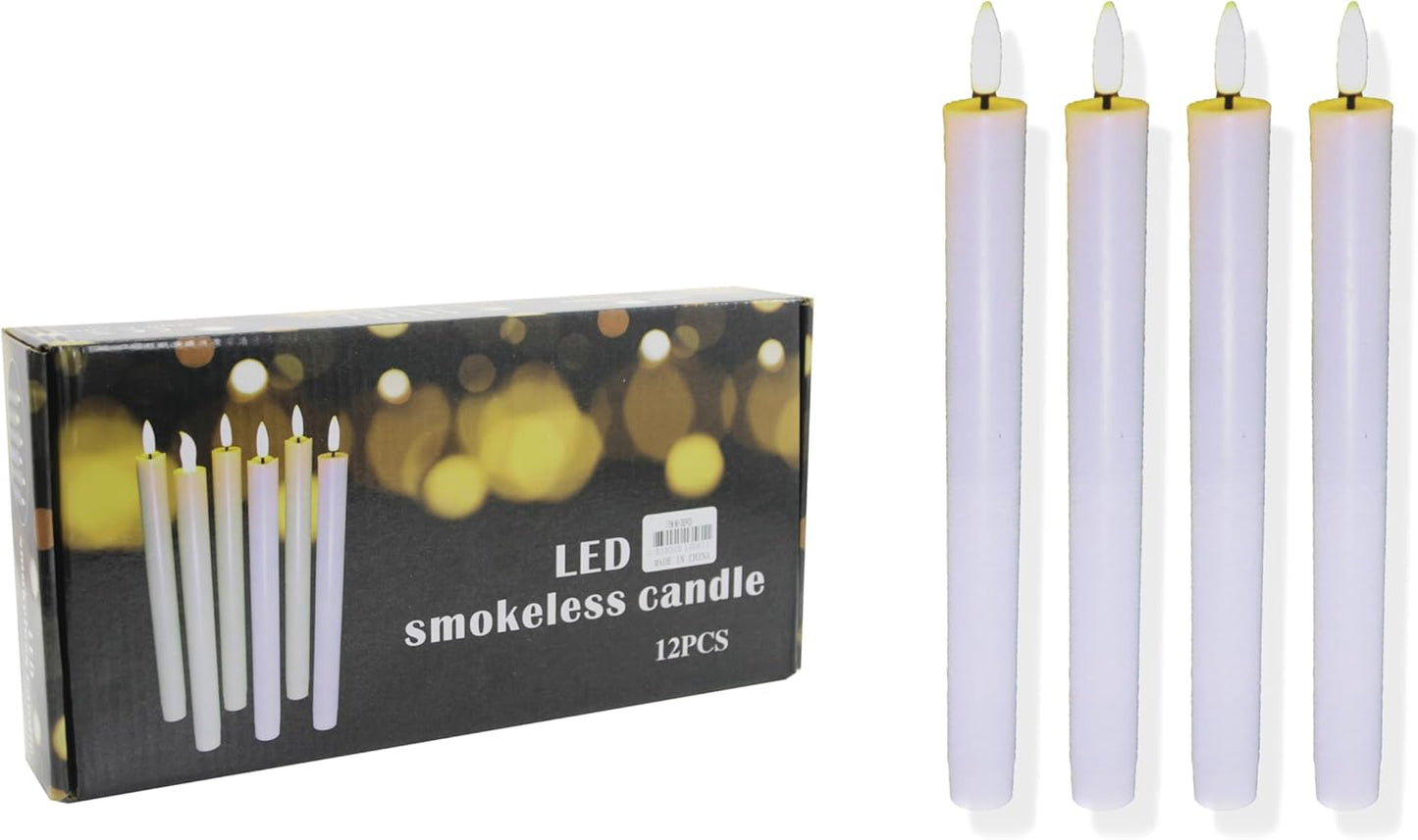 Battery Operated Plastic LED Candles 25 cm Beige – Flameless, Safe, Decorative & Long Lasting, pack of 12pcs