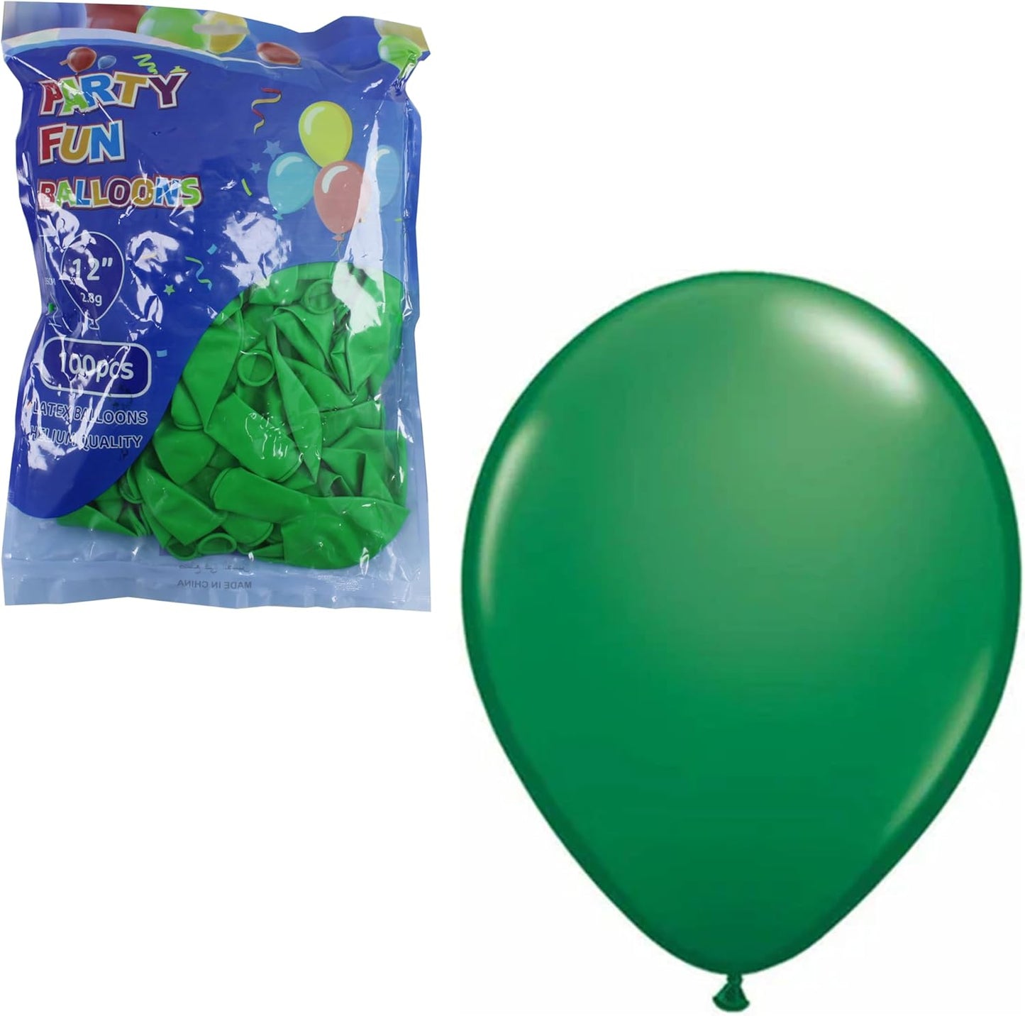 Green Latex Balloon 12 Inch, 2.8gms Metallic Green, Pack of 100 for Party & Event Decor