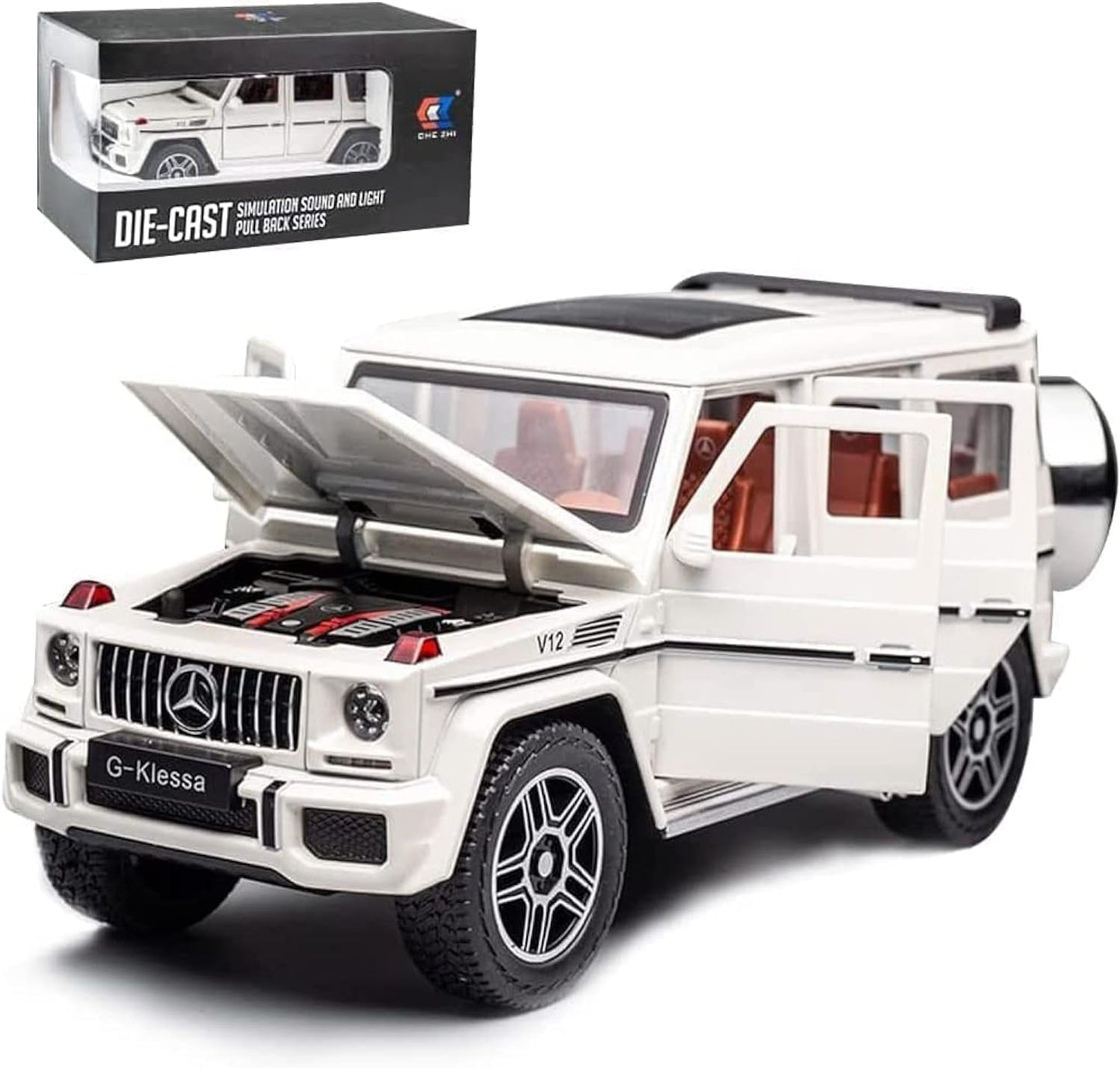Fitto 1:24 Mercedes Benz Toy Car - White, Perfect Gift for Kids, Boys, and Girls, Die-Cast Model with Detailed Interior & Exterior, Ideal Birthday and Christmas Present for Car Enthusiasts