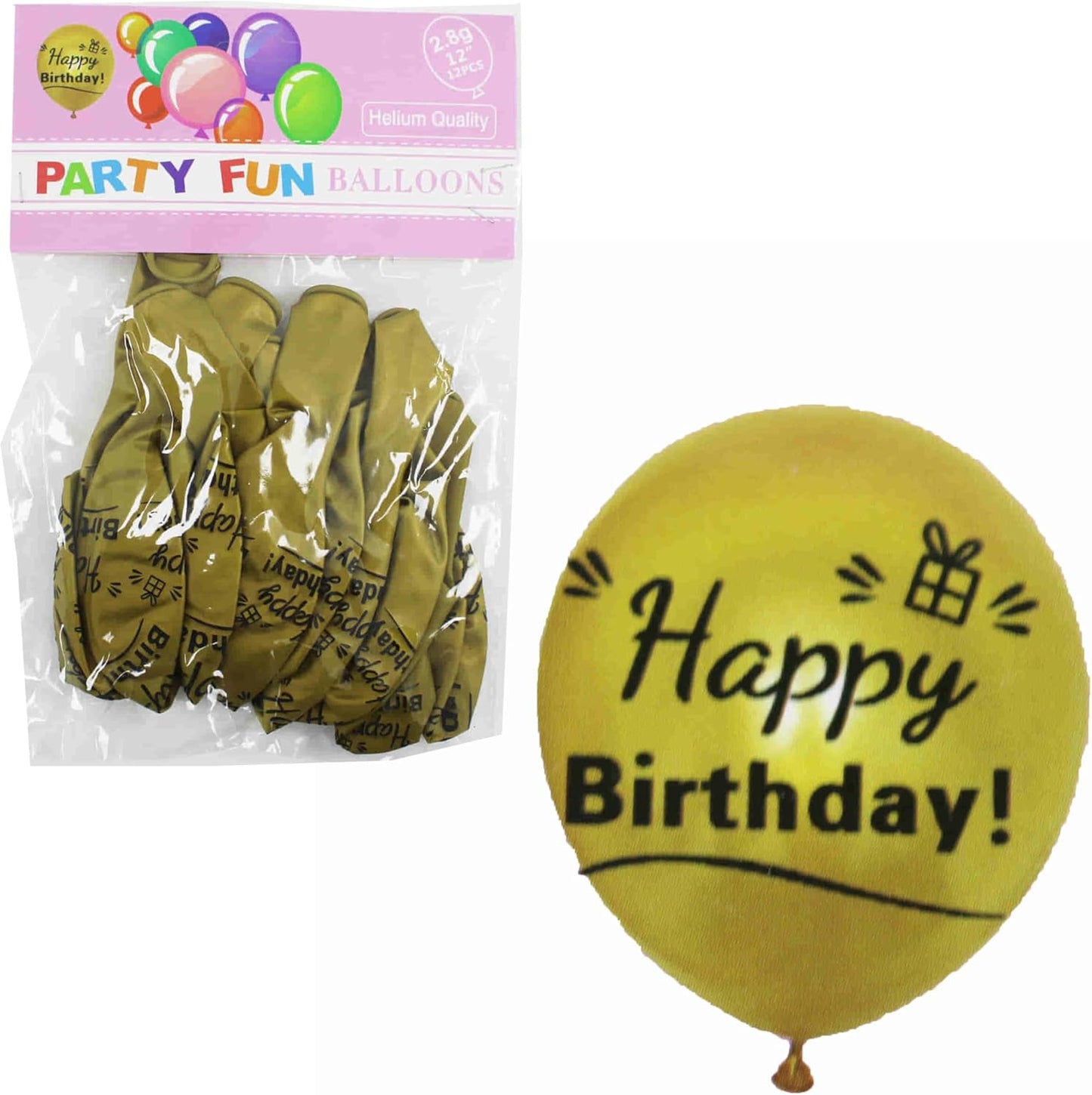 Happy Birthday Balloon 12 2.8g 12pcs Set