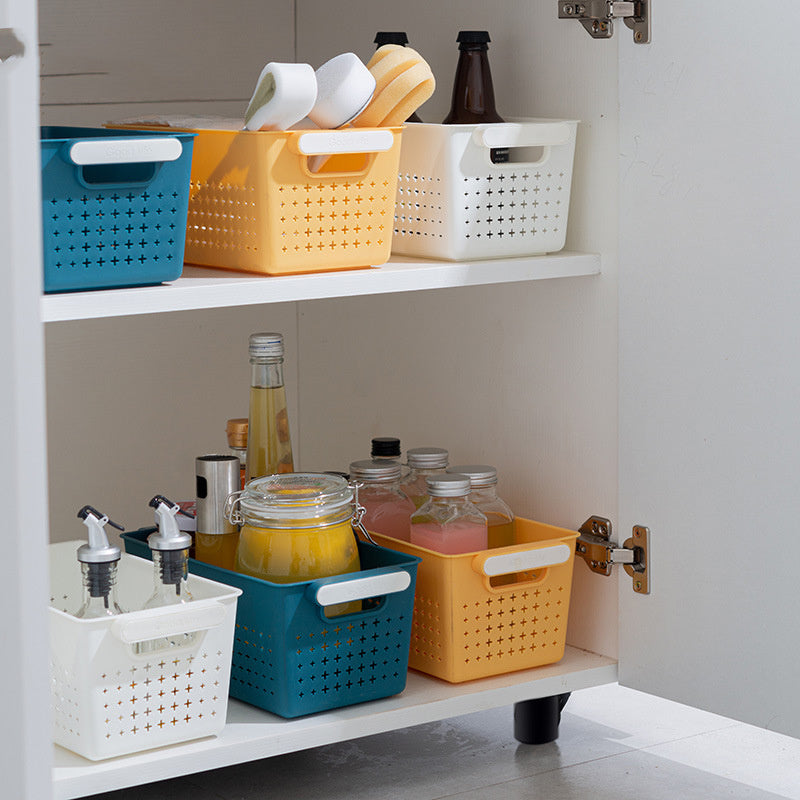 Eco-Friendly Black & White Storage Baskets with Wooden Handles