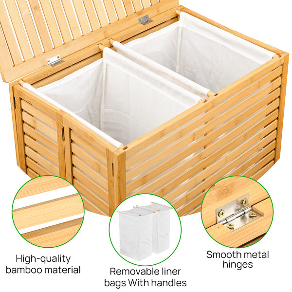Eco-Friendly Bamboo Laundry Hamper with Removable Liners