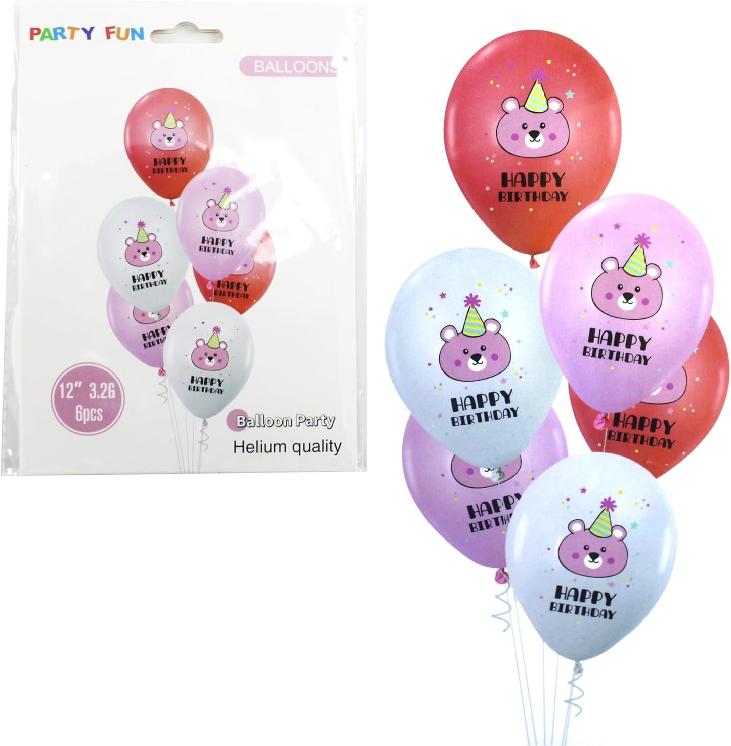 Happy Birthday 12 Inch Balloons 6 Piece Pack - Birthday Party Decor, Celebration Balloons