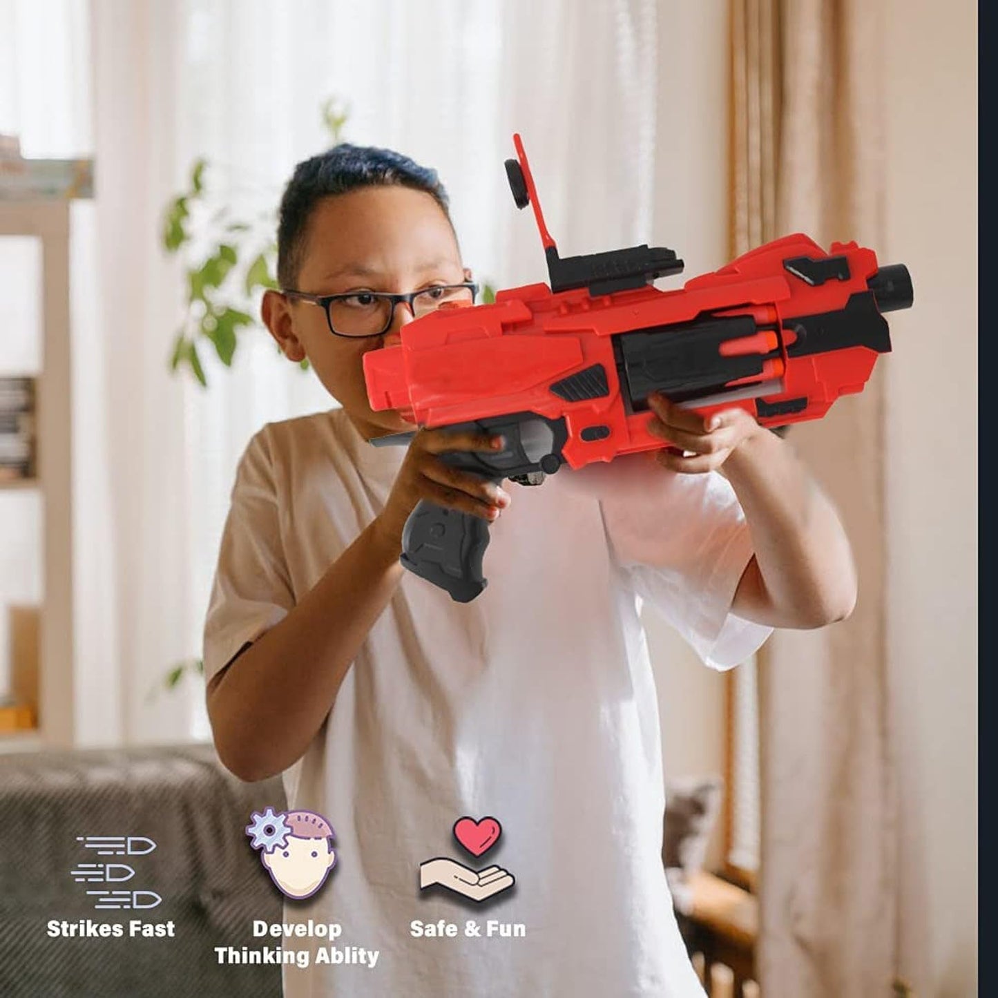 Automatic hand blaster gun with 20 soft blasters, 6-dart rotating drum, Gift for Youth, Teens, Adults