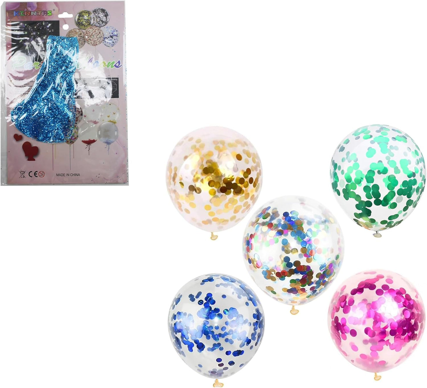 20-Inch Transparent Inflatable Balloon with 10g Glitter per Card