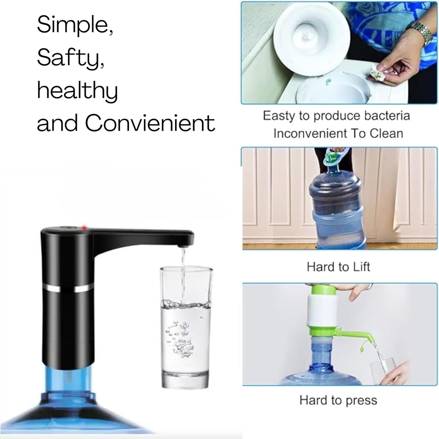 Lavish Rechargeable Touch Water Dispenser, Silicone Hose