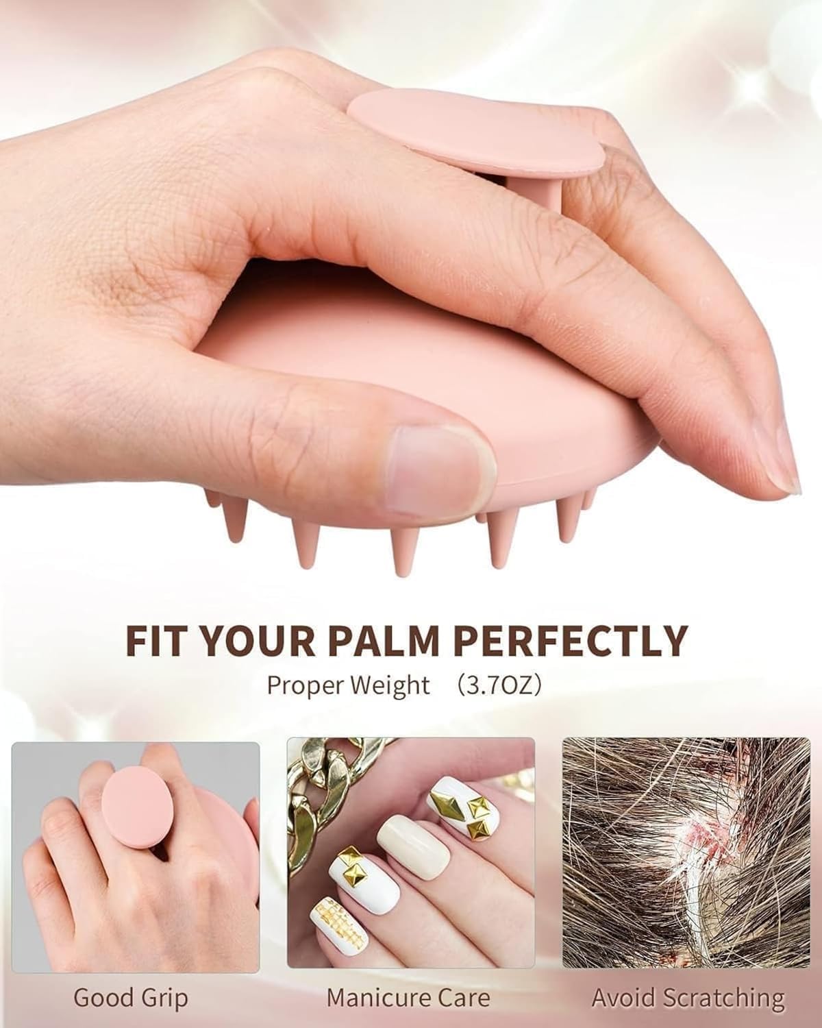 Silicone Scalp Massager Shampoo Brush for Shower, Soft Bristles, Waterproof Scalp Exfoliator, Deep Cleansing Hair Brush, Gentle Scalp Care for Men, Women, and Kids - Pink