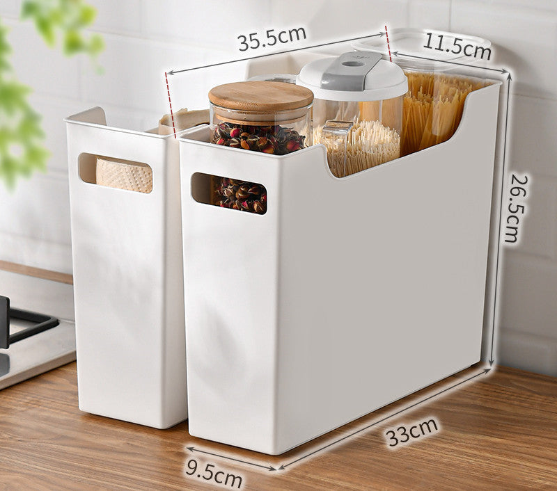 Durable White Rectangular Storage Bins with Handles for Home Organization