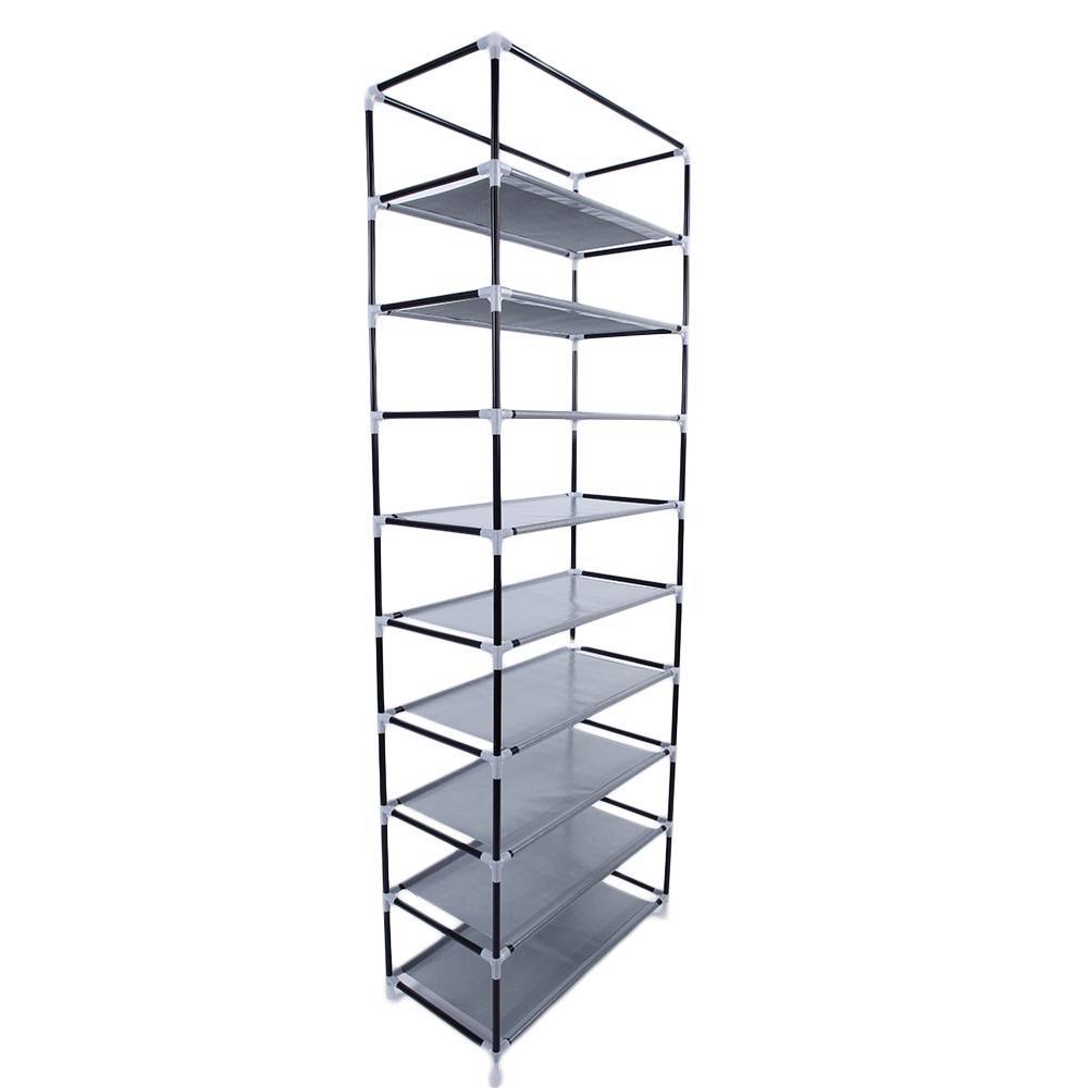 Space-Saving Neutral Coffee Shoe Rack with Fabric Cover