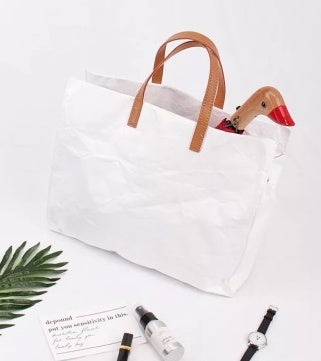 Eco-Friendly Black Tote Bag with Brown Handles - Sustainable Daily Use
