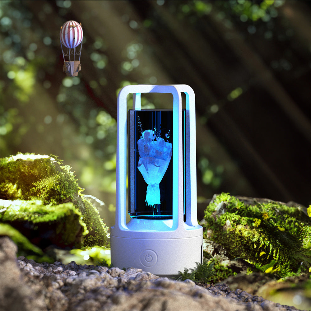 Carved Crystal Lamp - Ambient Decorative Lighting for Wellness