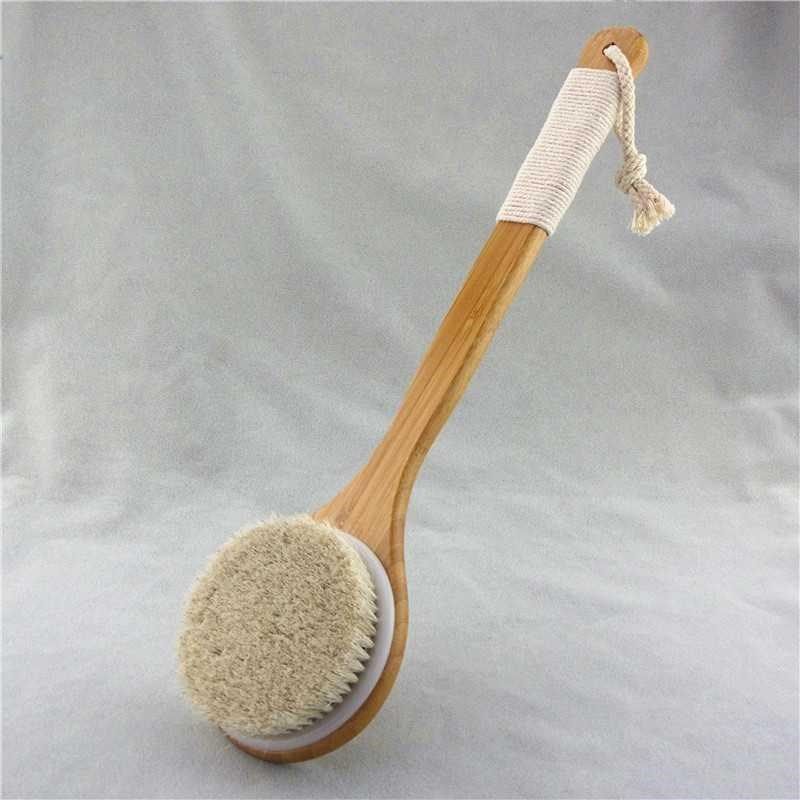 Eco-Friendly Long-Handled Bath Brush with Natural Bristles
