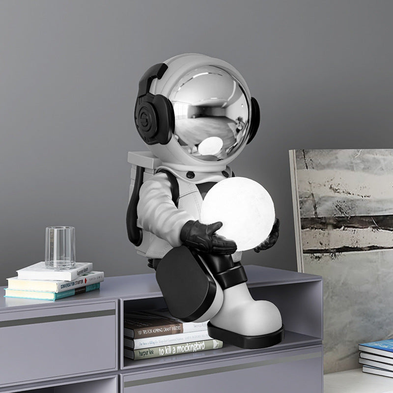 Astronaut Decorative Figurine - Eco-Friendly Blue & Gold Resin Sculpture